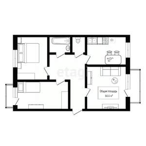 3-к квартира, вторичка, 67м2, 8/10 этаж