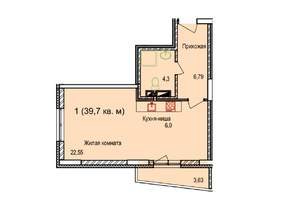 1-к квартира, строящийся дом, 40м2, 11/17 этаж