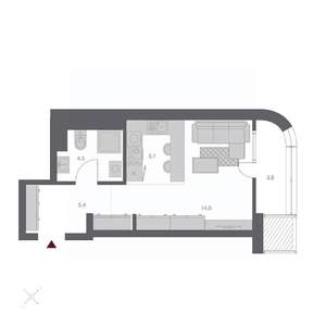 1-к квартира, строящийся дом, 34м2, 18/24 этаж