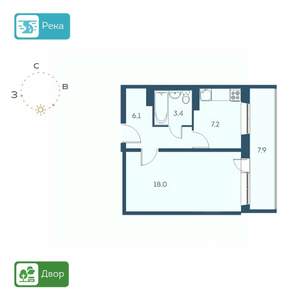 1-к квартира, строящийся дом, 39м2, 5/17 этаж