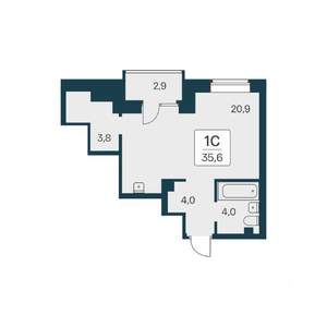 Студия квартира, вторичка, 36м2, 2/21 этаж