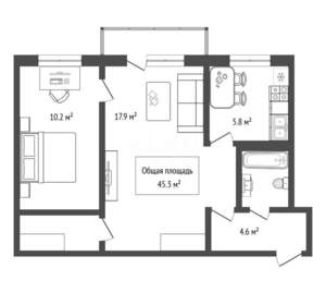 2-к квартира, вторичка, 45м2, 5/5 этаж