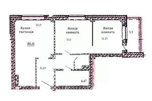 2-к квартира, вторичка, 55м2, 17/17 этаж