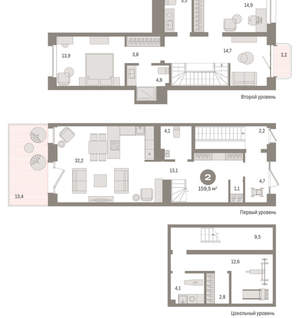 2-к квартира, вторичка, 159м2, 2/11 этаж