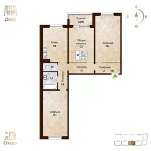3-к квартира, вторичка, 82м2, 2/17 этаж