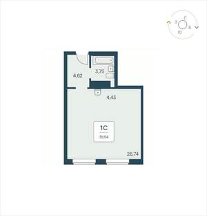 Студия квартира, вторичка, 40м2, 24/25 этаж