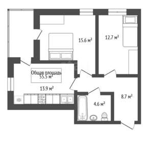 2-к квартира, вторичка, 56м2, 10/17 этаж