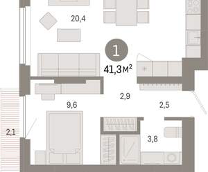 1-к квартира, вторичка, 41м2, 3/12 этаж