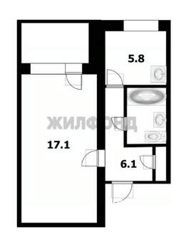 1-к квартира, вторичка, 30м2, 4/9 этаж