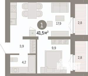 1-к квартира, вторичка, 41м2, 5/23 этаж