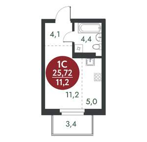Студия квартира, вторичка, 26м2, 7/10 этаж