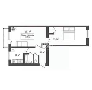 2-к квартира, вторичка, 46м2, 5/5 этаж