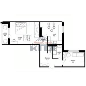 2-к квартира, вторичка, 76м2, 1/15 этаж