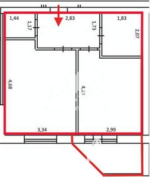 1-к квартира, вторичка, 40м2, 9/10 этаж