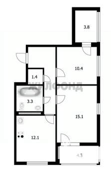 2-к квартира, вторичка, 50м2, 5/18 этаж