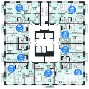 2-к квартира, вторичка, 60м2, 24/25 этаж