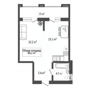 1-к квартира, вторичка, 41м2, 7/23 этаж