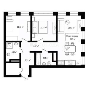 3-к квартира, сданный дом, 66м2, 12/20 этаж