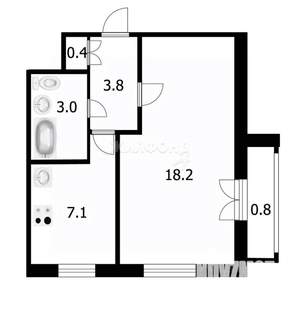 1-к квартира, вторичка, 33м2, 4/9 этаж