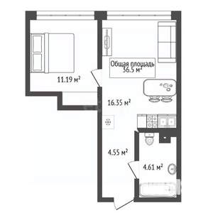 1-к квартира, вторичка, 37м2, 7/20 этаж