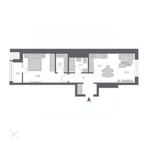 2-к квартира, вторичка, 55м2, 4/24 этаж