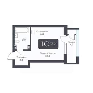 Студия квартира, строящийся дом, 28м2, 5/30 этаж