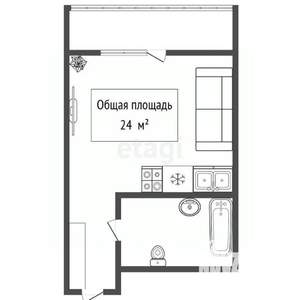 Студия квартира, вторичка, 24м2, 12/16 этаж