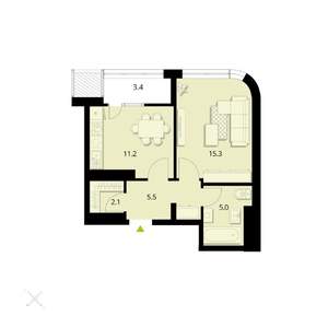 1-к квартира, вторичка, 41м2, 4/24 этаж