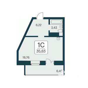 Студия квартира, вторичка, 36м2, 22/25 этаж