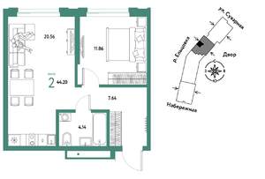 2-к квартира, вторичка, 44м2, 12/28 этаж