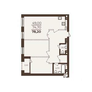 1-к квартира, вторичка, 78м2, 16/25 этаж