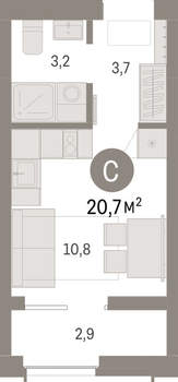 Студия квартира, вторичка, 21м2, 5/23 этаж