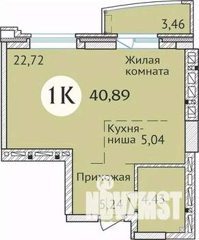 1-к квартира, сданный дом, 41м2, 21/23 этаж