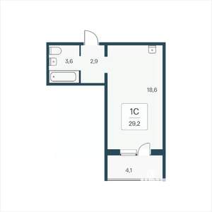 Студия квартира, вторичка, 29м2, 13/17 этаж