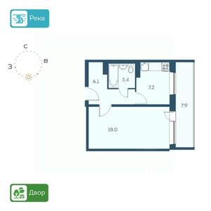 1-к квартира, строящийся дом, 39м2, 9/17 этаж
