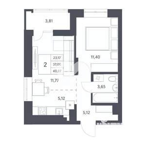 1-к квартира, вторичка, 41м2, 9/21 этаж