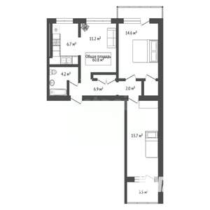 3-к квартира, вторичка, 61м2, 2/9 этаж