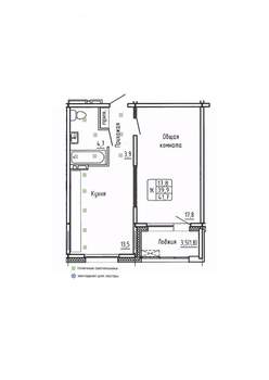 1-к квартира, вторичка, 42м2, 4/14 этаж