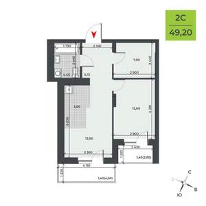 2-к квартира, вторичка, 49м2, 18/21 этаж