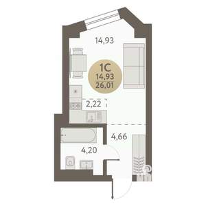 Студия квартира, вторичка, 26м2, 5/31 этаж