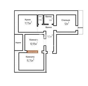 2-к квартира, вторичка, 73м2, 11/14 этаж