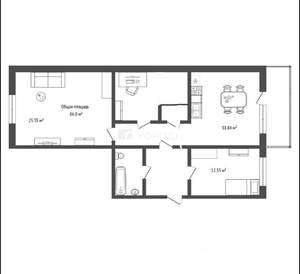 3-к квартира, вторичка, 86м2, 8/10 этаж