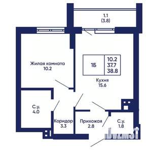 1-к квартира, вторичка, 39м2, 6/14 этаж