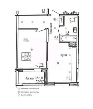 1-к квартира, вторичка, 42м2, 2/14 этаж