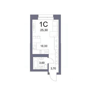 Студия квартира, вторичка, 25м2, 3/25 этаж
