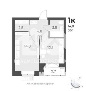 1-к квартира, вторичка, 36м2, 12/12 этаж