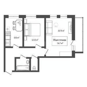 2-к квартира, вторичка, 57м2, 18/26 этаж