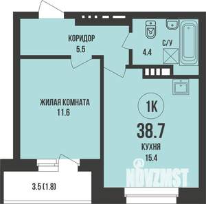 1-к квартира, строящийся дом, 39м2, 11/13 этаж