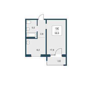 1-к квартира, вторичка, 39м2, 10/17 этаж