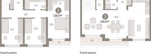 3-к квартира, вторичка, 129м2, 6/15 этаж